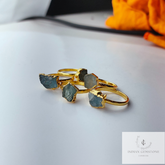 Rough Aquamarine Ring, Electroplated Ring, Imitation Jewelry, Copper Ring, Ring For Women, Dainty Ring, Statement Ring, Gift For Her,Jewelry